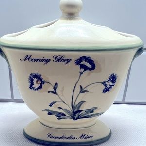 Waverly White Toothbrush Holder with Morning Glories
